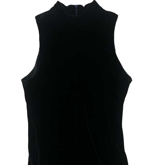 Women 8 LAUREN Ralph Lauren Sleeveless Mock Neck Black Velvet Velour Dress - Picture 2 of 5